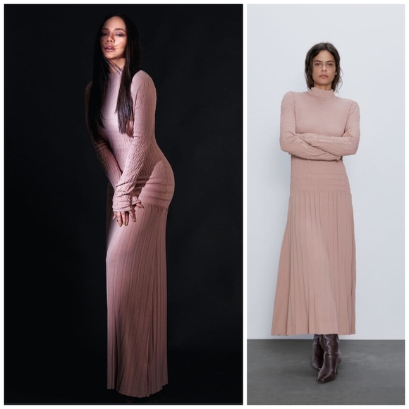 Zara taupe knit maxi dress size M - Picture 3 of 16